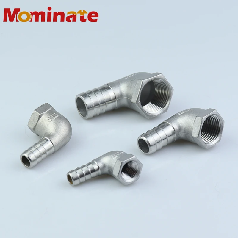 8mm 10mm 15mm 25mm 32mm Hose Barb x 1/4“ 3/8” 1/2&quot 3/4&quot 1&quot BSP Female Thread 304 Stainless Steel Elbow Pipe Fitting Connector |