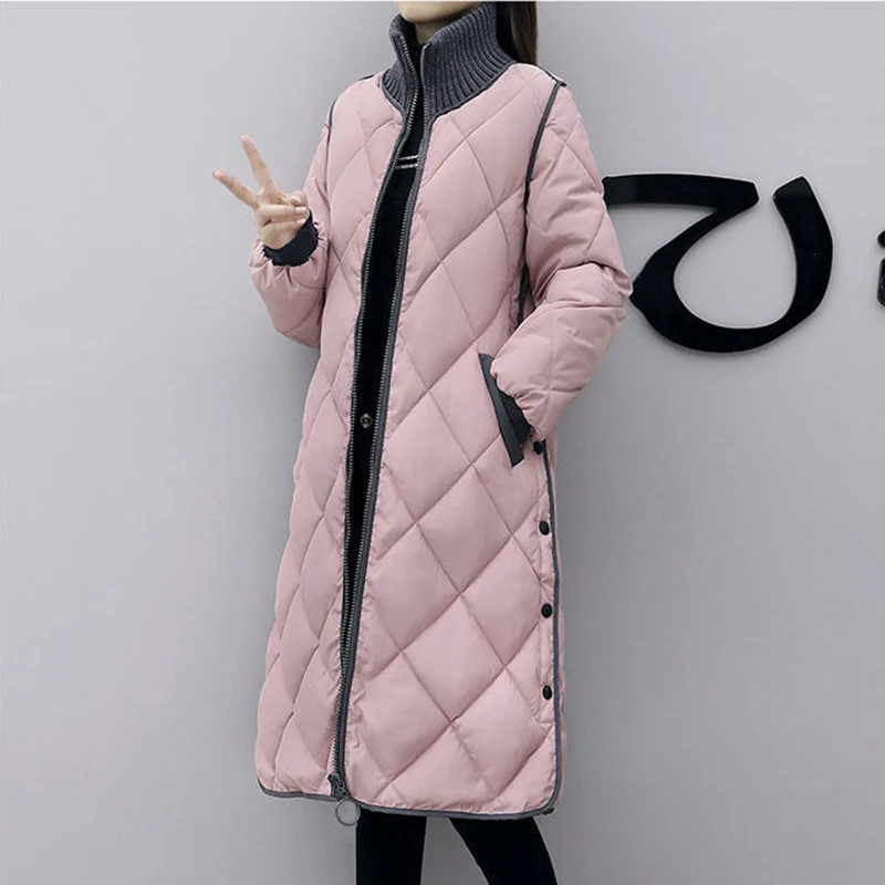 2021 New Fashion Women Autumn Winter Long Padded Clothing Female Down Cotton Jacket Slim Parkas Ladies Coats 4XL Coat