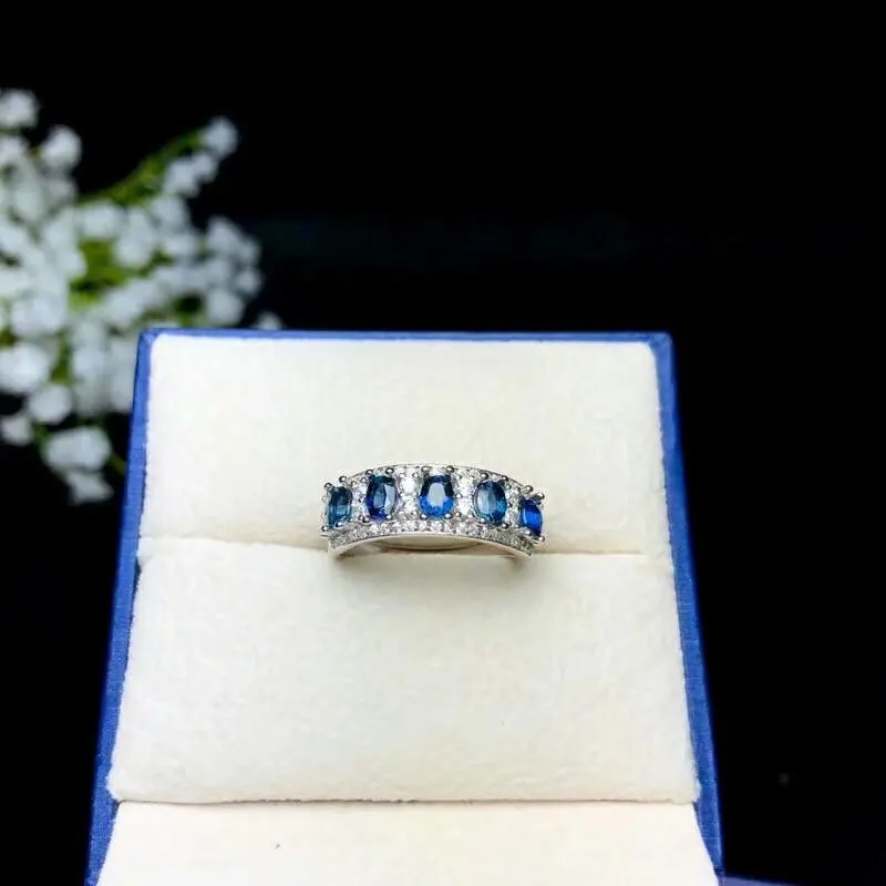 

SHILOVEM 925 стерлингового серебра настоящий натуральный сапфир, кольца ювелирные украшения обручальные кольца Новый ручка-подарок к Рождеству ...