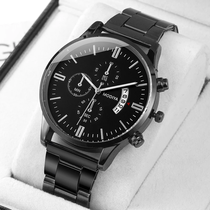 Часы наручные мужские с большим циферблатом и стальным ремешком|Кварцевые часы| |