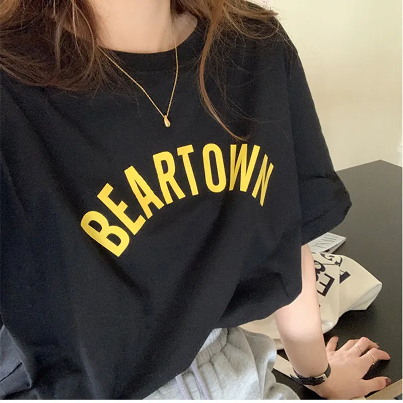 Футболка женская с коротким рукавом 4 цвета летняя свободная в Корейском стиле