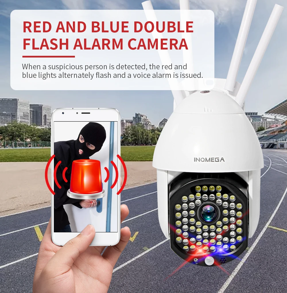 Скоростная купольная ONVIF Wi Fi камера INQMEGA PTZ наружная 2.4MP с автослежением