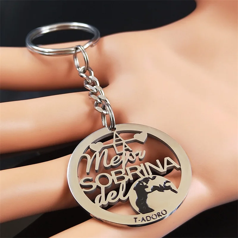 Женский круглый брелок из нержавеющей стали в виде племянницы K3688S01 - купить по