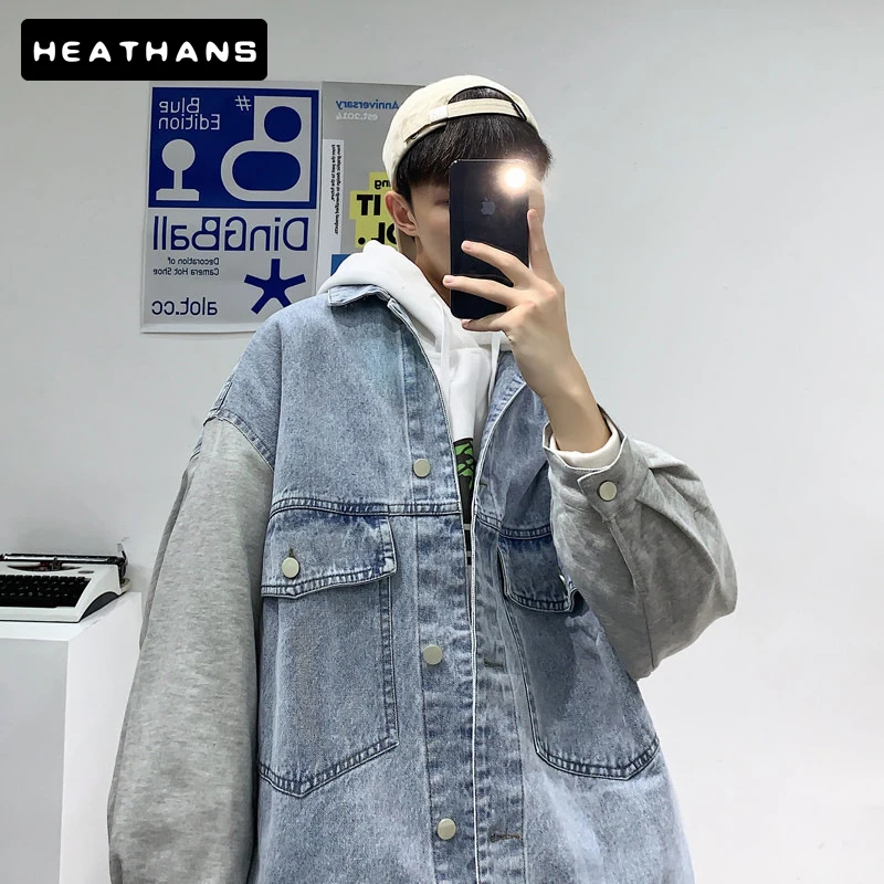 

Spring Autumn Jackets Male Korean Patchwork Denim Jacket Men Winter Windproof Jean Jackets Male Gown Handsome Chaquetas Hombre