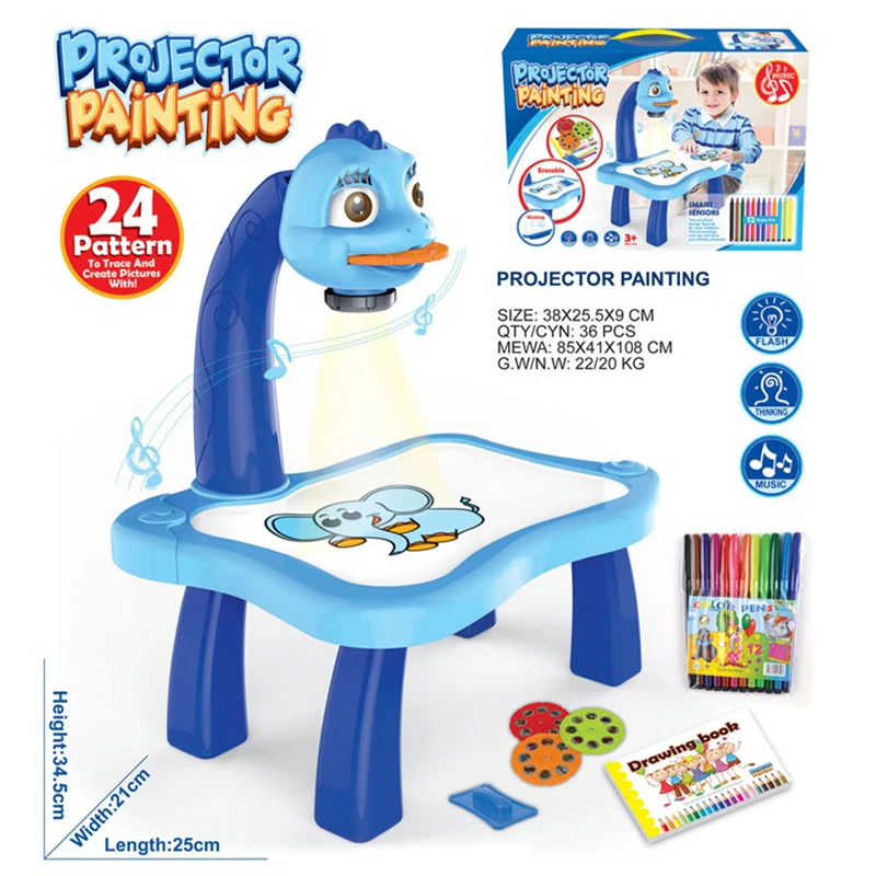 

Projector Art Painting Drawing Table Led Learning Drawing Board Desk Set Educational Toy Gift For Kids Children