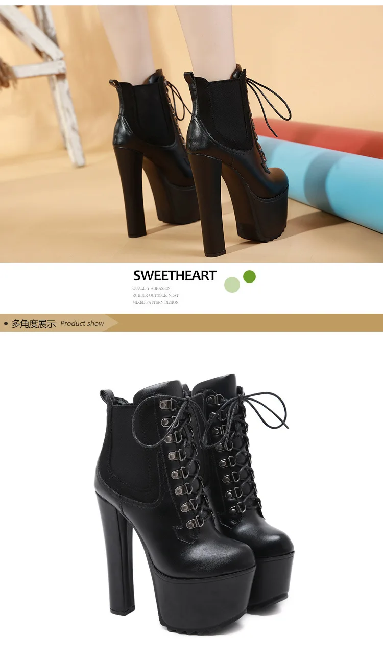 LEOPARD LAND Women's Shoes Thick High Heel Strap Martin Boots Women's Boots Platform Heels Boots Women Winter Shoes CWF-my8809-9