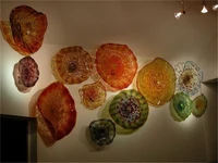 beautiful wall decoration blown glass plates flower wall art ce ul certificate decoration art lamps