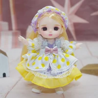 16cm bjd doll 13 movable joints face exquisite cute makeup fashion dress skirt accessories dress up 18 doll toys diy gifts