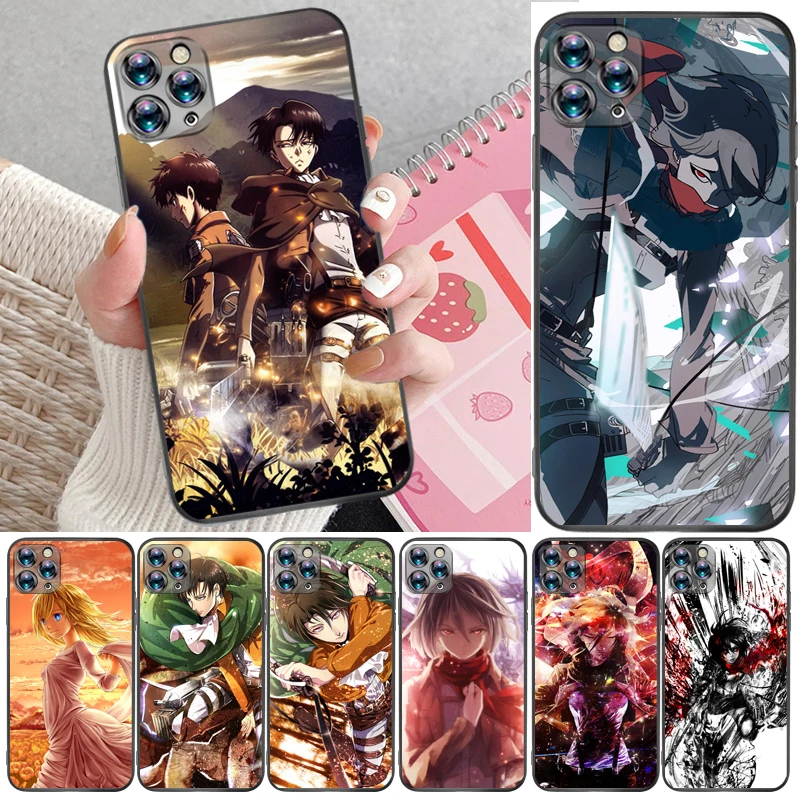 

Attack On Titan Mikasa Ackerman Armin Arlert Levi Eren Jager Phone Case For iPhone 11 Pro Max Carcasa Funda Back Cover Cases