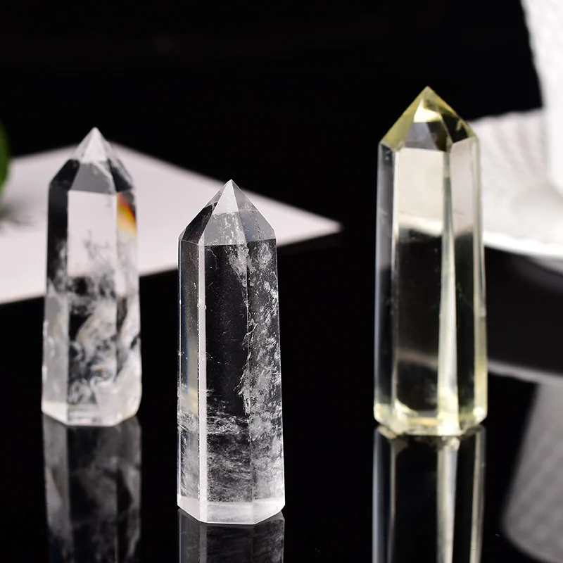 1PC Natural Crystal Transparency Quartz Point Healing Stone Hexagonal PrismsObelisk Wand Treatment Home Decor | Дом и сад