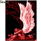 Алмазная картина сделай сам, ангел демон, Девушка, Череп, вышивка крестиком, полная дрель, квадратная круглая Алмазная мозаика, стразы, алмазная вышивка