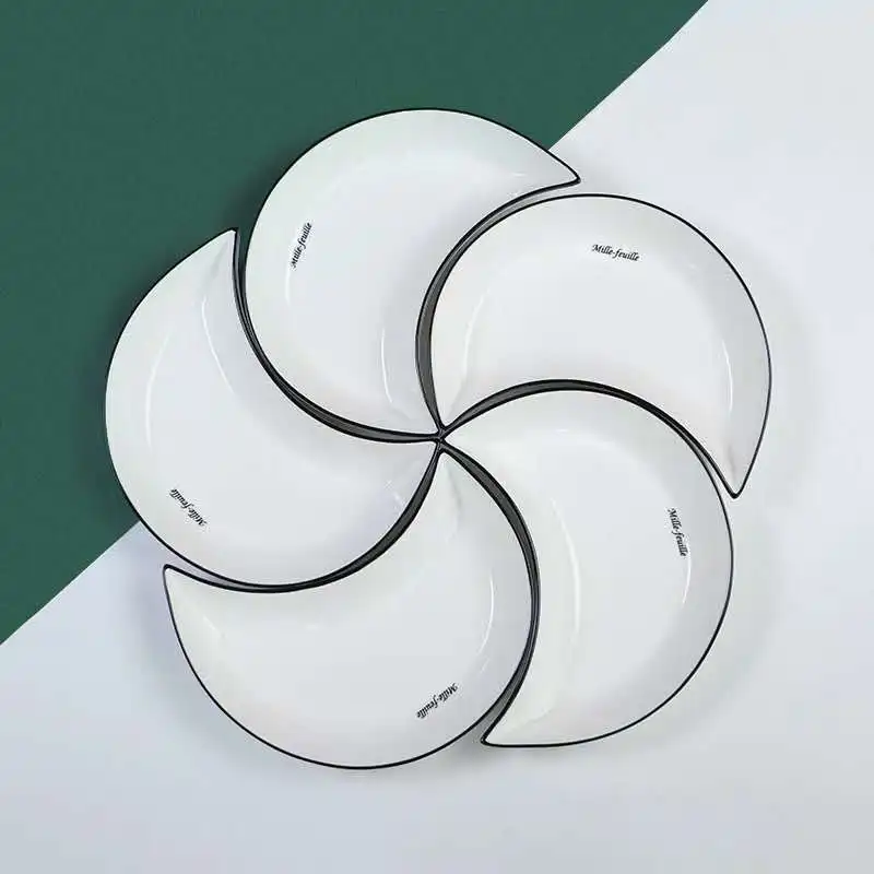 5 шт./компл. китайские костяные тарелки для закусок блюдо Форма Луны бытовой