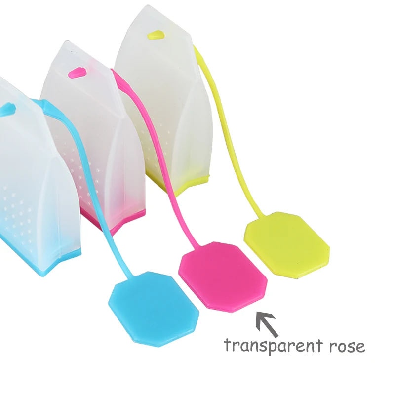 transparent rose Фильтры, ароматизированные травяные чайные принадлежности, чайные заварники, пищевого качества, силиконовые чайные пакетики, ситечки для чая, кухонные инструменты для дома - Color: transparent rose
