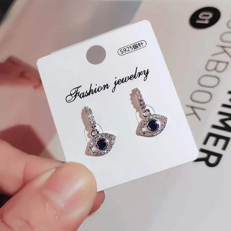

New zircon earrings 2021 fashion temperament earrings ladies earrings sterling silver needles Devil's eye jewelry jewelry