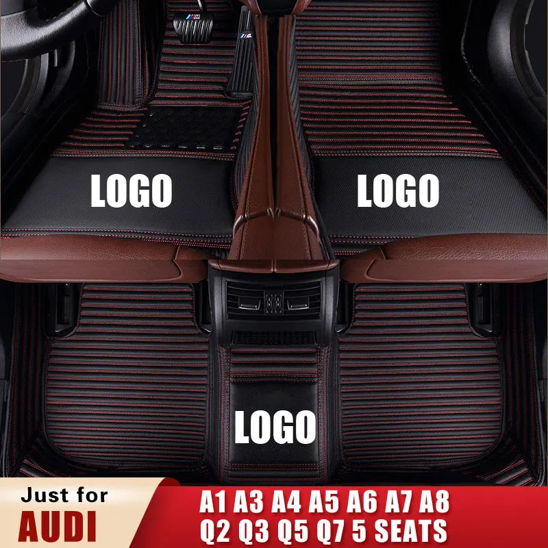 Custom Car floor mats for Audi A1 A3 A4 A5 A6 A7 A8 Q2 Q3 Q5 Q7 5 seats Avant allroad Convertible quattro Auto Trunk mats Carpet