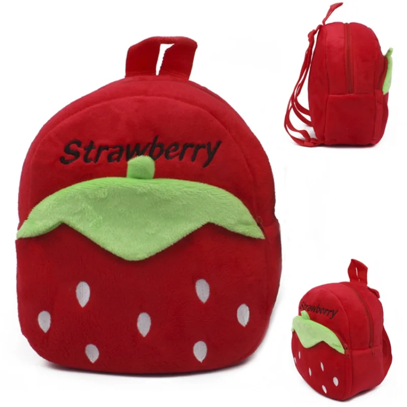Children Cute Cartoon Animal Plush Bags Lovely Strawberry Panda Cat Rabbit Penguin Shape Backpack Toddle Kids Mini School Bags