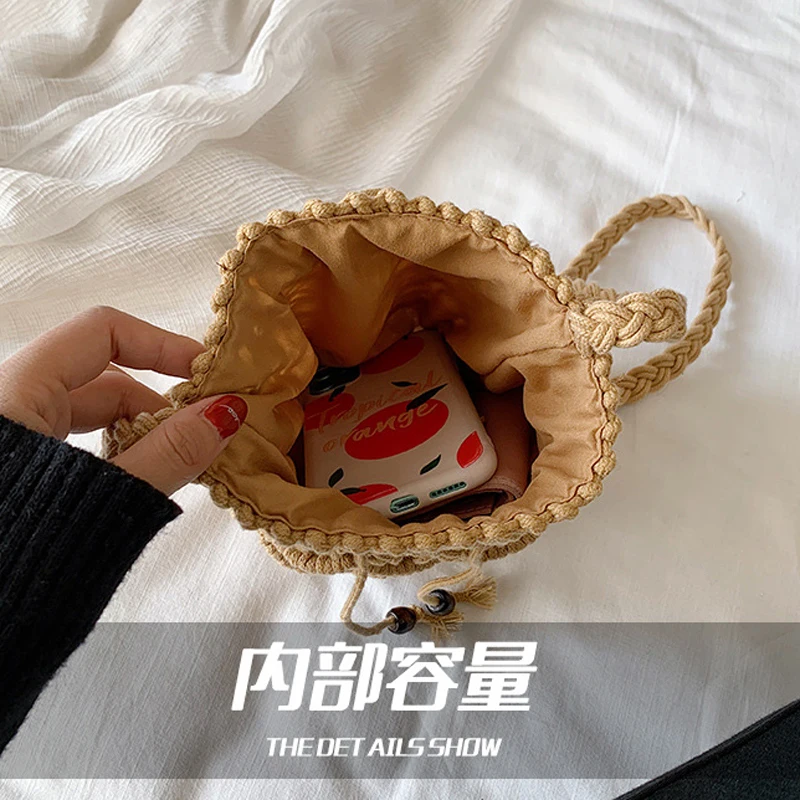 

New Quality Women Bucket Handbags Ladies Solid Bucket Bag Top-handle Bags Vintage Tote Bags