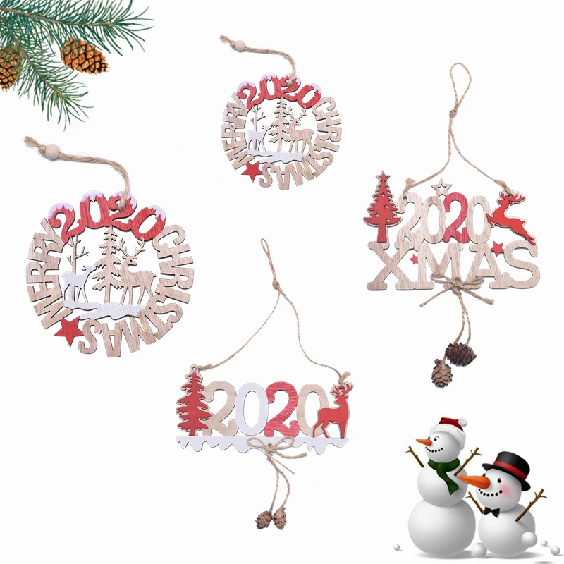 Multi Style Christmas Wooden Pendant Creative Wood Craft Ornaments DIY Chriatmas Tree Hanging Decoration Xmas Gift Supplies