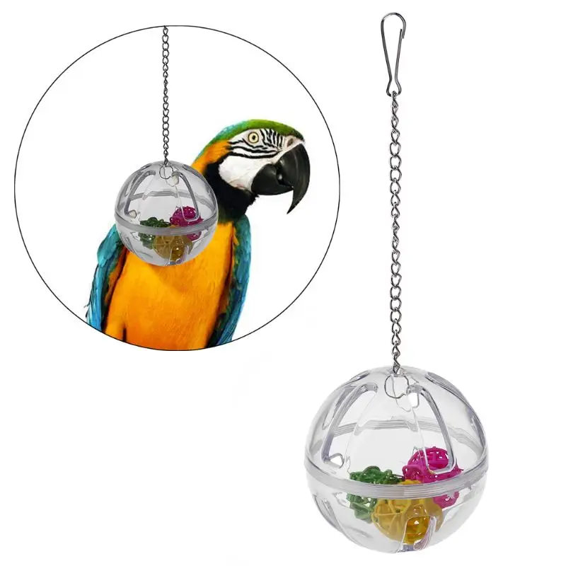 

Parrot Chew Toy Hanging Acrylic Stand Foraging Ball with Balls Inside Bird Cage