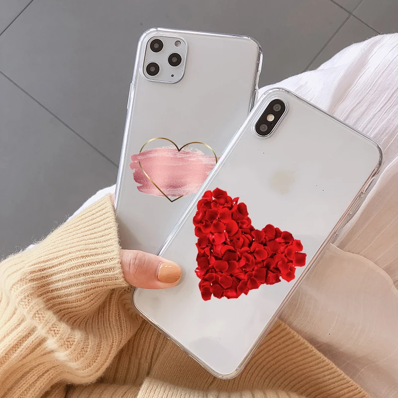 Прозрачный чехол Rose Love для iPhone 11 7 8 Plus мягкий Pro Max XR XS X|Бамперы| |