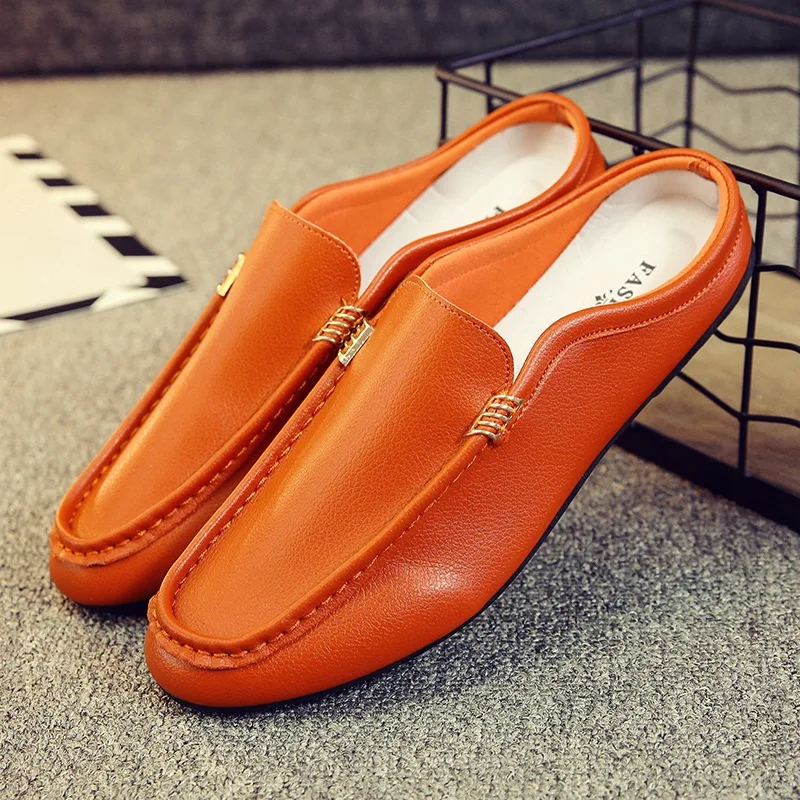 Туфли мужские без застежки повседневные лоферы полупрочный горох мягкая