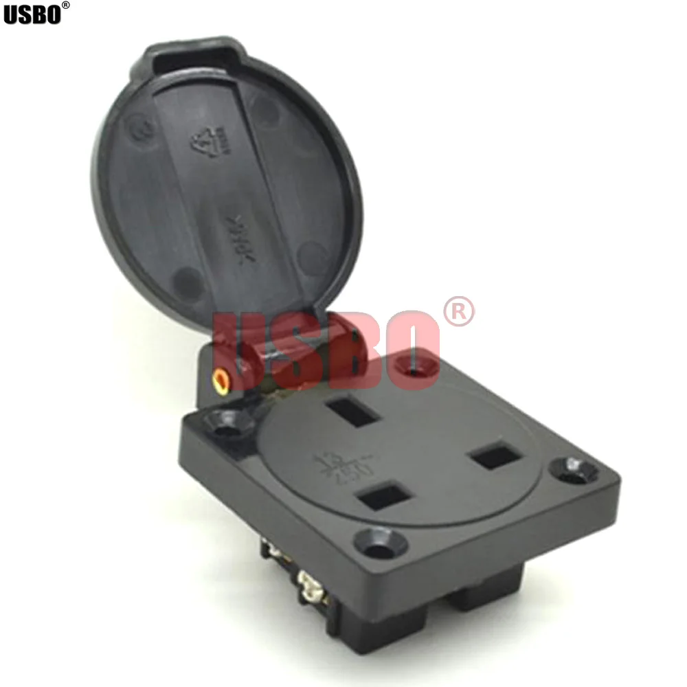 Черная синяя круглая крышка британская наружная розетка IP54 13A 250V UK электрическая