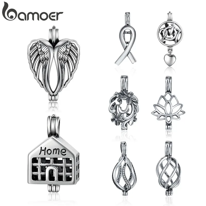 BAMOER 925 пробы серебряное дерево жизни сердце Клетка подвеска подходит цепи ожерелья для женщин Аутентичные серебряные ювелирные изделия SCP005