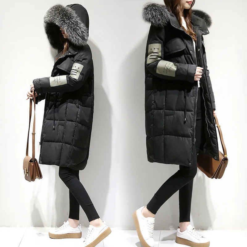 

Duck Down Jacket 2020 Winter Parka For Women Long Hoody Warm Large Fur Collar Female Overcoat chaqueta mujer LX2417