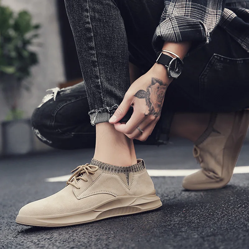 2020 Новое поступление мужская обувь замшевые кожаные лоферы без шнуровки носок