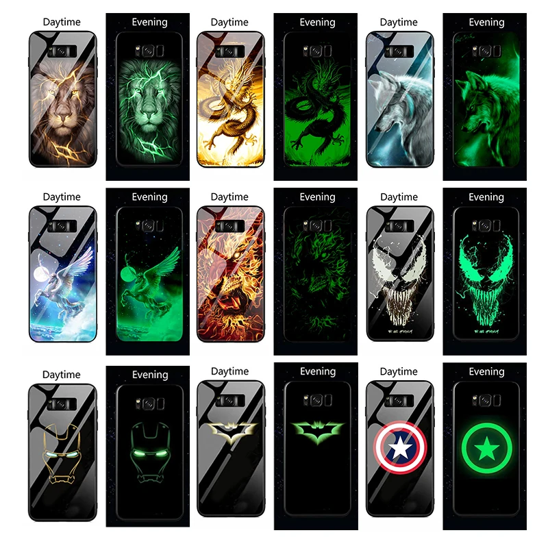 Чудо-яд чехол в виде светящегося стекла для samsung Galaxy S10 S9 S8 PLUS Мстители задняя крышка для Galaxy Note 10 Pro 9 8 чехол для телефона