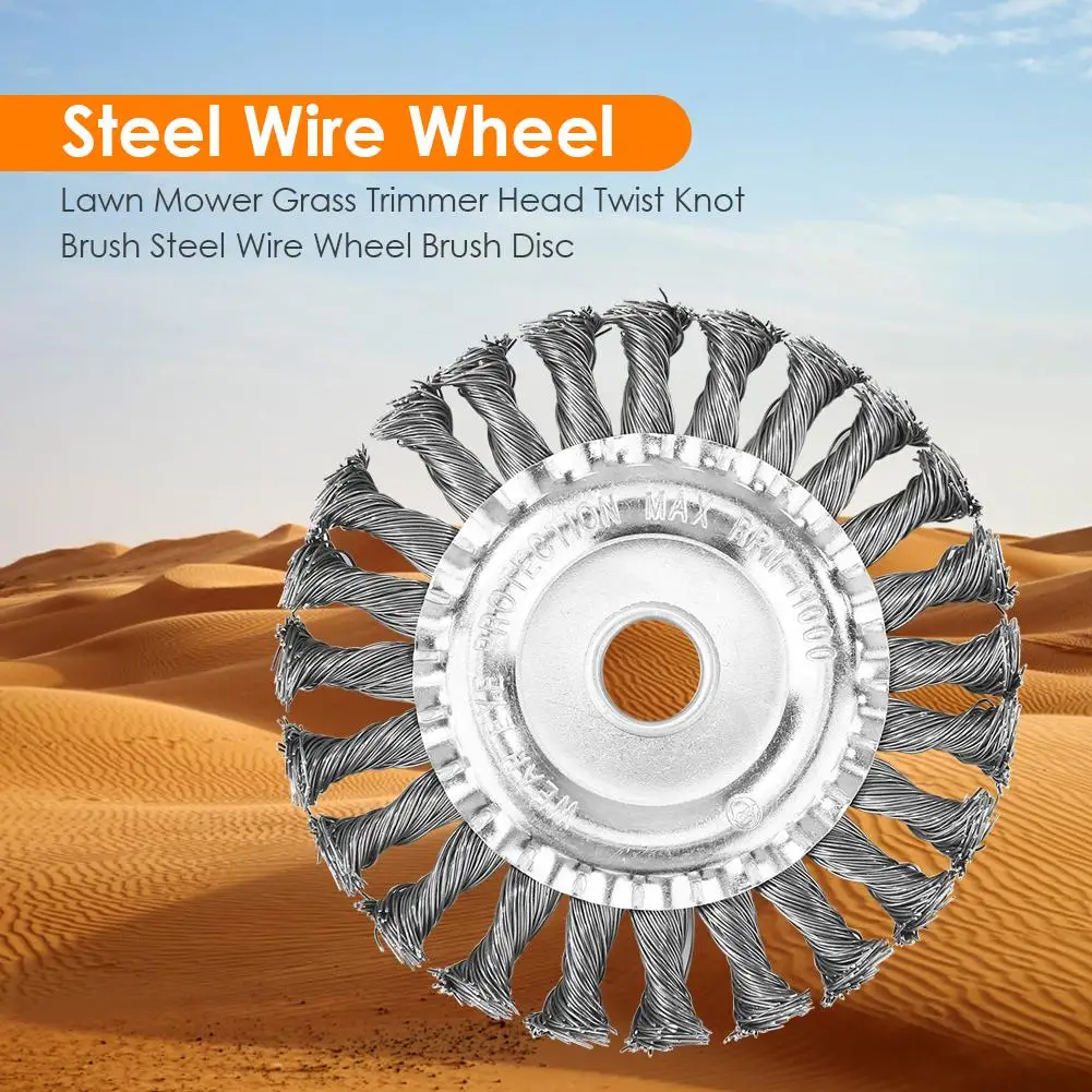 

Lawn Mower Grass Trimmer Head Twist Knot Brush Steel Wire Wheel Brush Disc Steel Wire Wheel for replacing the head of a lawn mow