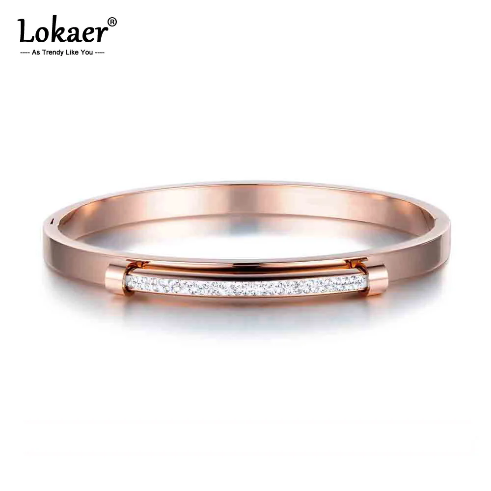 Lokaer изысканные стразы запонки браслеты ювелирные изделия розовое золото цвет