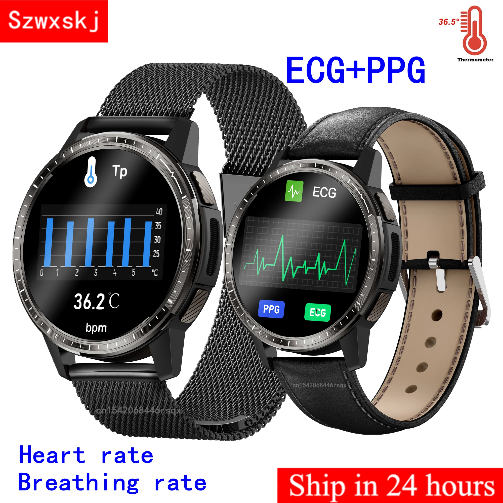 

H9 Smart Watch 24 Hour Heart Rate Blood Pressure Blood Oxygen Breathing Rate ECG+PPG Body Temperature Monitoring Men Women Watch