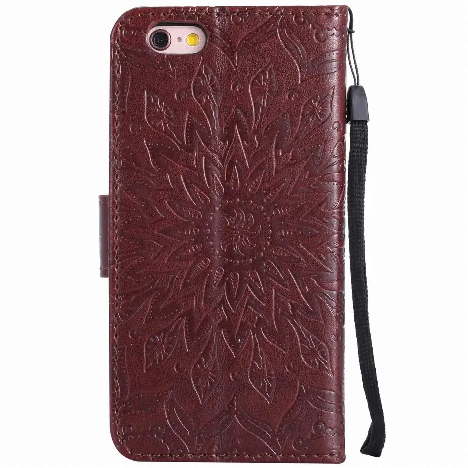 Кожаные чехлы-книжки с цветами для iPhone X, XR, XS, 11 Pro Max, 8, 7 Plus, 5S, 6 S, Touch 5, 6, однотонная цветная крышка, мандала, сумка для телефона DP23Z