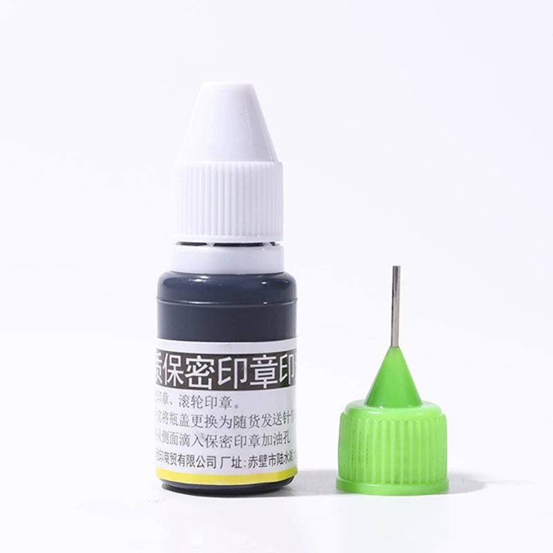 

10 ml Black Protection Stamp Refill Ink Needle Tip Design Easy to Use No Leaking top quality