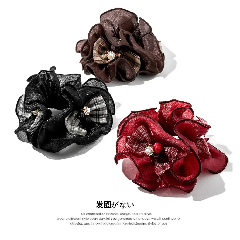 

Оптом 2022 женские роскошные резинки для волос из органзы vintaqge резинки для волос с бантом женская заколка для волос держатель для конского хв...