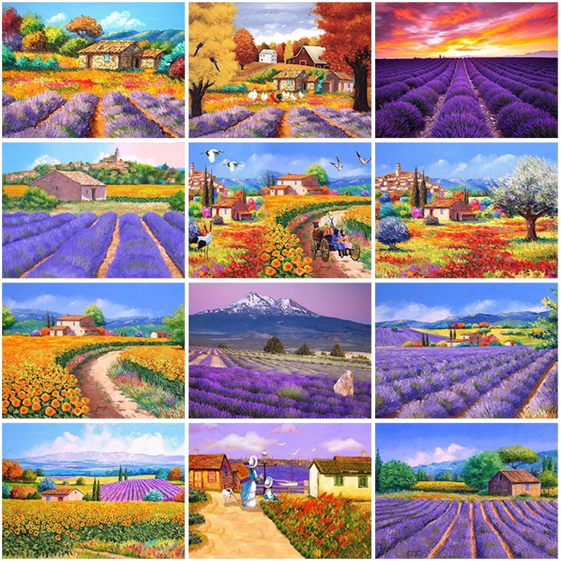 

5D Diamond Painting Flowers Full Square Round Drill Cross Stitch Kits Scenery Mosaic Embroidery Painting Rhinestone Home Decor