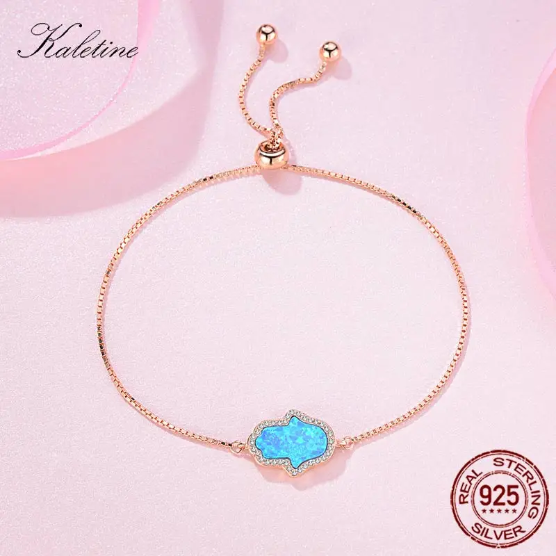 Женские браслеты Kaletine из стерлингового серебра 925 пробы с надписью &quotLucky Opal Hamsa Hand