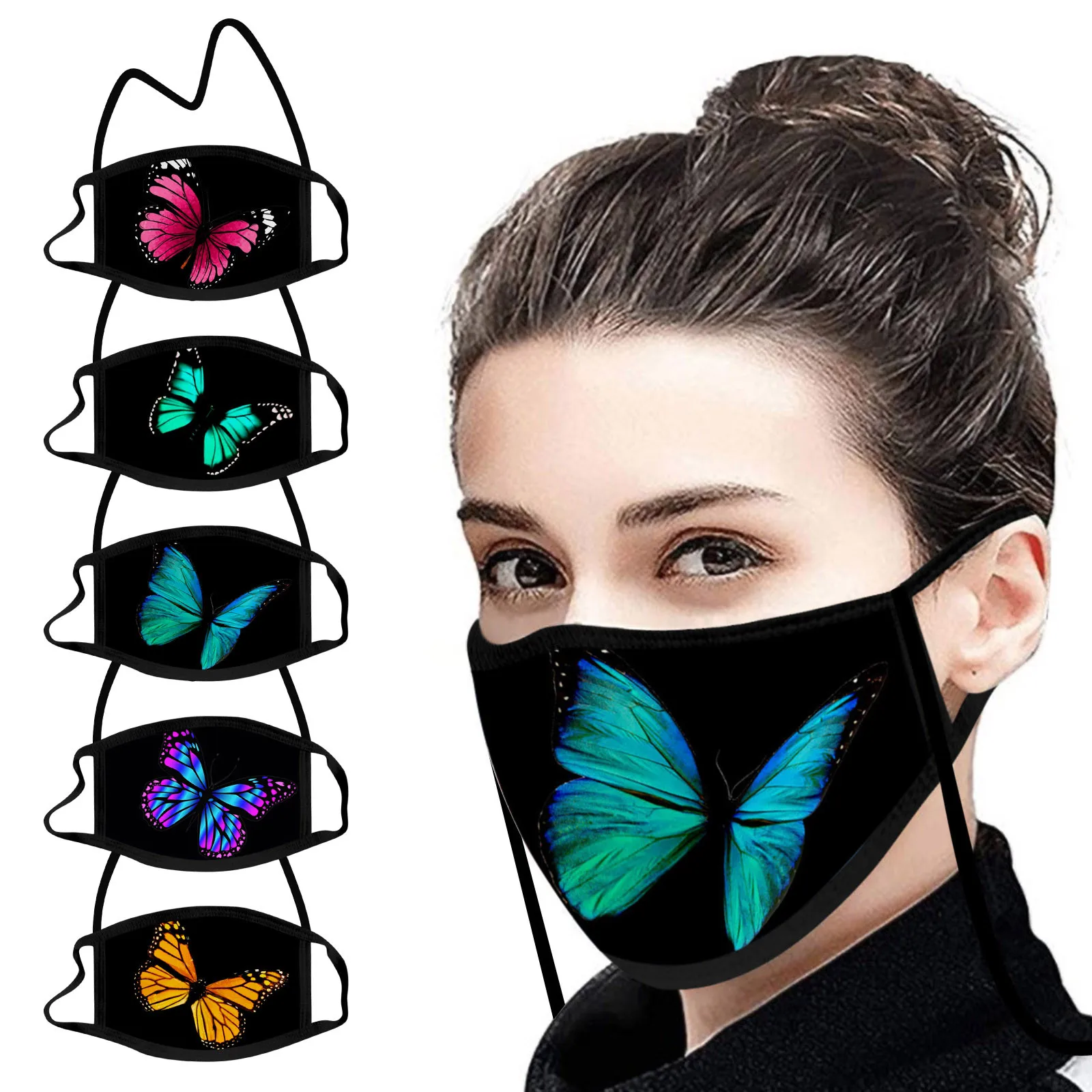 

1PC Adult's Cycling Mask Butterfly Outdoor Cotton Protection Face mask Washable and Reusable Mascarilla Hang Neck Face Masks