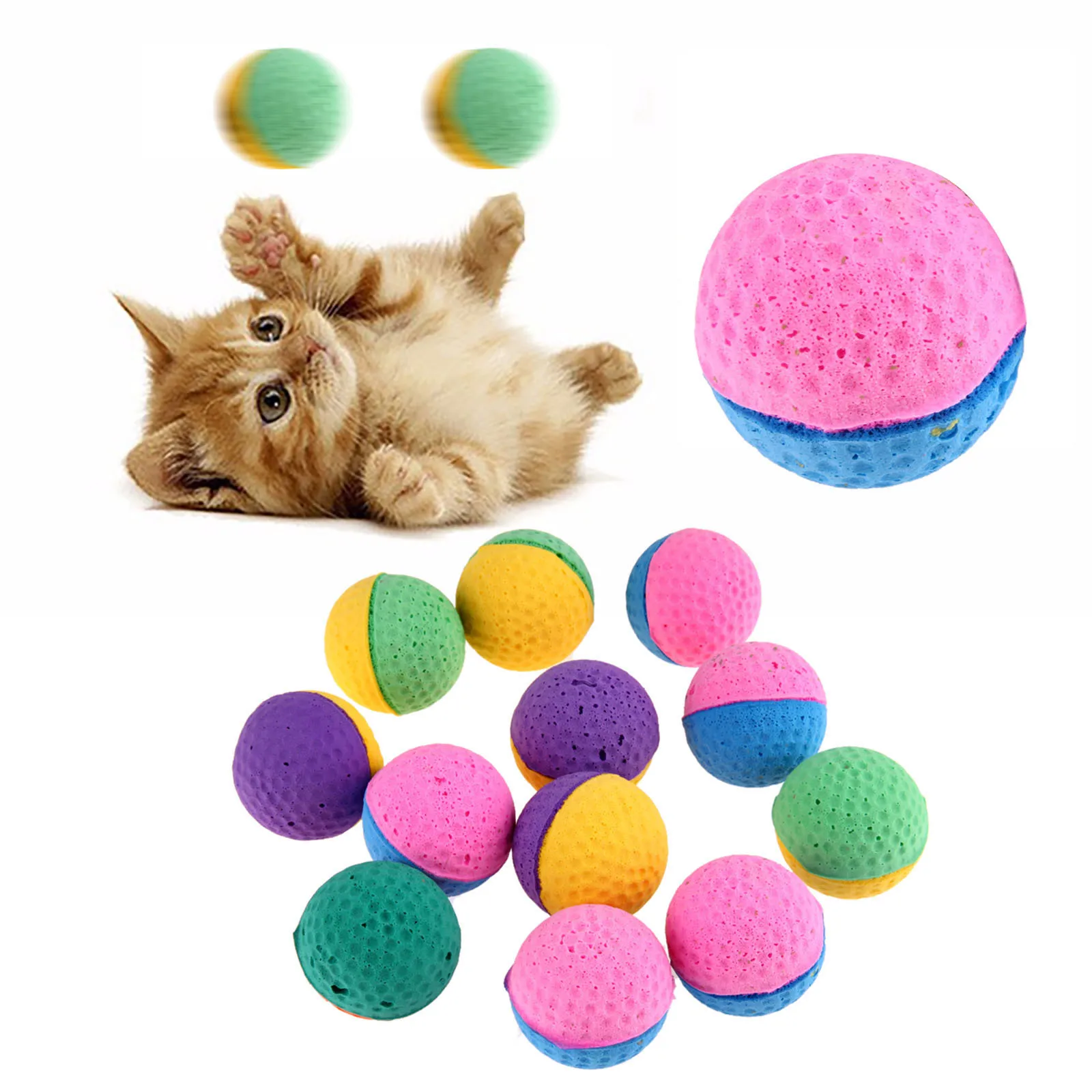 

Разноцветные игрушки для кошек, мяч для тренировок, интерактивные игрушки для собак, Радужный пенопластовый мяч, забавные игрушки для кошек...