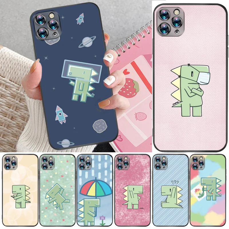 

Cute Funny Flowers Couples Dinosaur Color Painting Phone Case For iPhone 12 Pro Max SE 2020 Mini Back Cover Coque Carcasa Funda