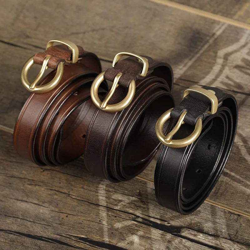 hot fashion womens belt brand designer luxury full grain leather belt leather cowhide brass buckle jeans ceinture femme free global shipping