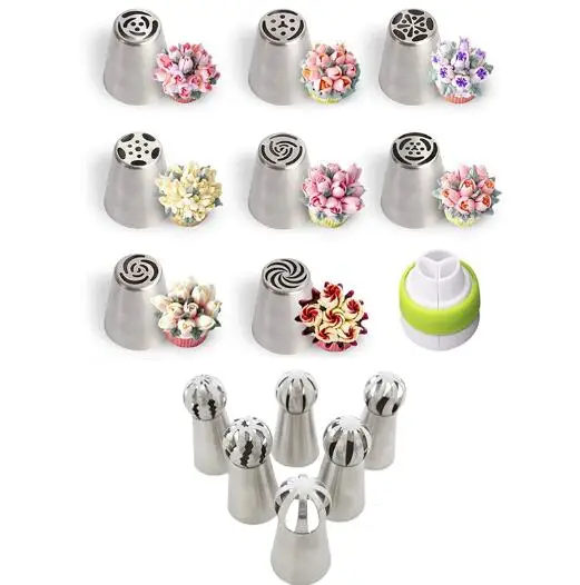 6PCS AND 8PCS Набор Кондитерские насадки тюльпана для крема из нержавеющей стали русские художественные насадки для кондитерского мешка украшения торта кондитерский инструмент - Цвет: 6PCS AND 8PCS