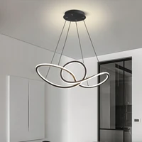 modern minimalist led pendant light black creative round rings lighting hanging fixtures for dining room kitchen island bedroom