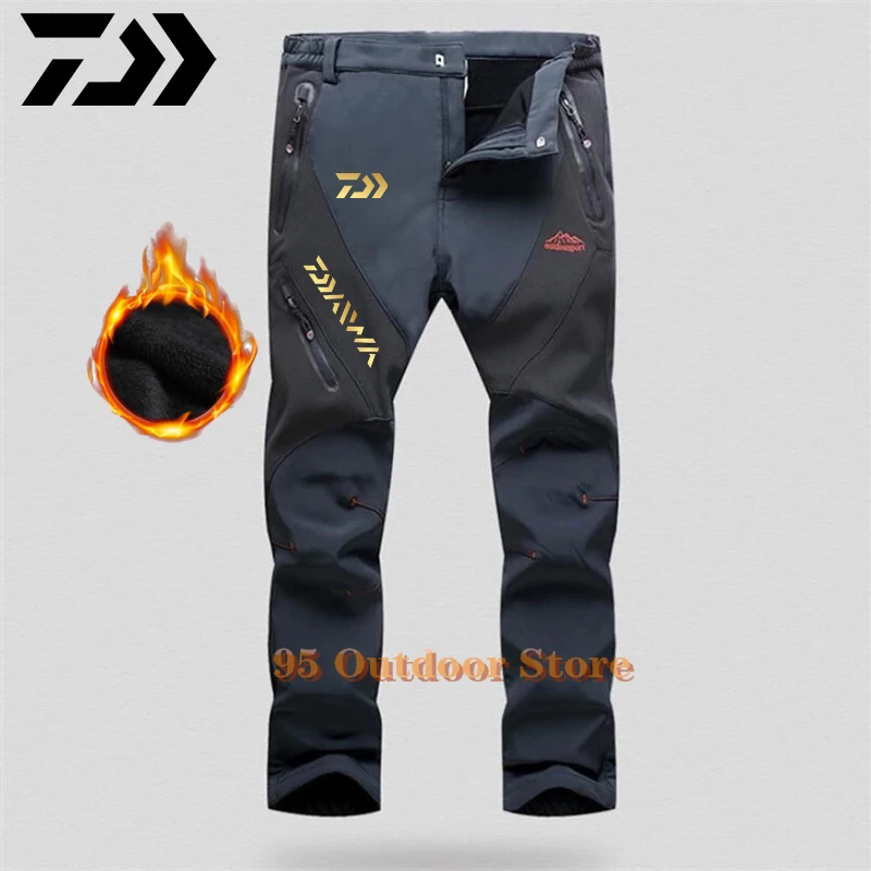 

Daiwa Winter Fishing Shark Skin Waterproof Pant Thick Warm Fleece Trousers Windproof Sweatpants Men Outdoor Hiking Tactical Pant