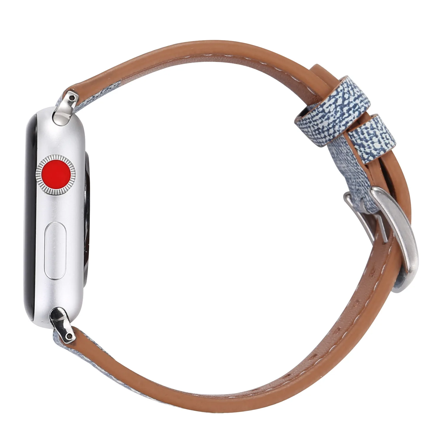 Ремешок для apple watch series 4 5 3 2 1 кожаный ремень для iwatch холст с классической пряжкой темно-синие джинсы 38 42 мм