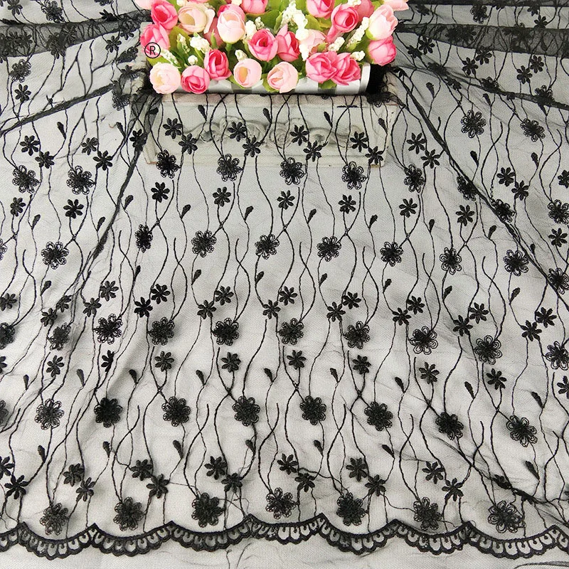 Разноцветная кружевная Цветочная вышивка ширина 120 см для сада вечерние платья