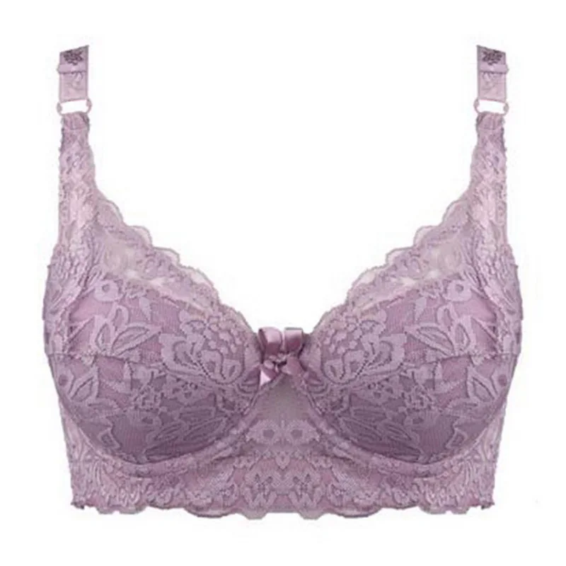 

Plus Size Bra Ultrathin Lace Bralette For Woman Push Up Brassiere Adjustable Full Cup Bras 2021 New Girls Gathering Underwear