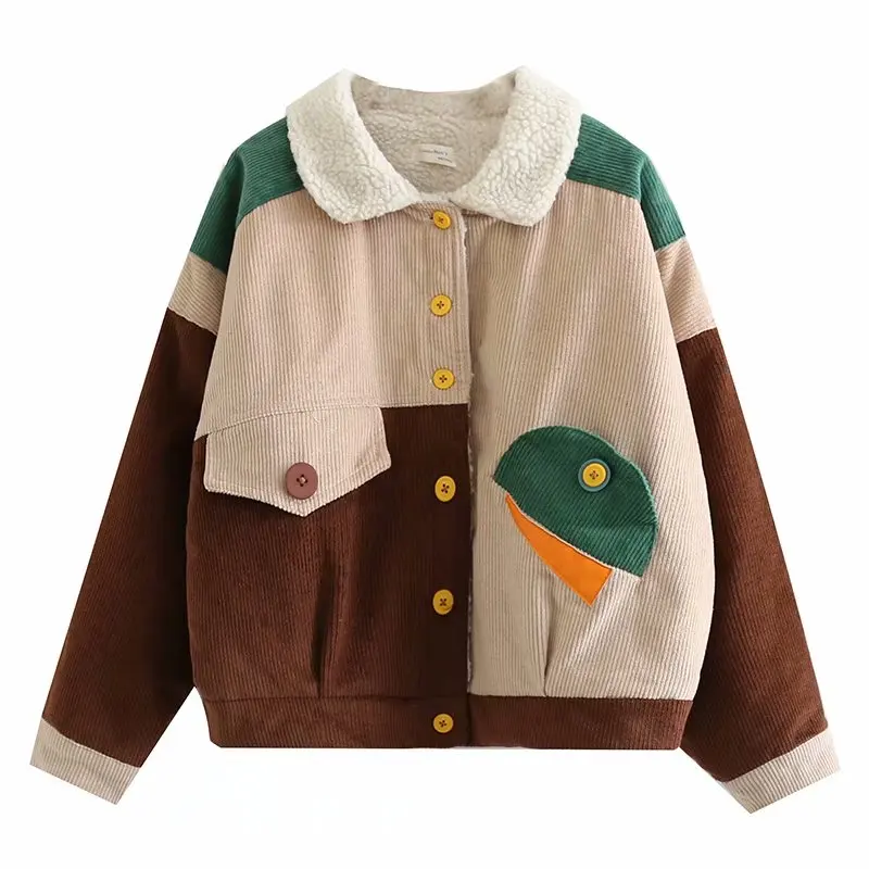 Винтажная Женская Толстая теплая Вельветовая куртка с подкладкой зимние парки