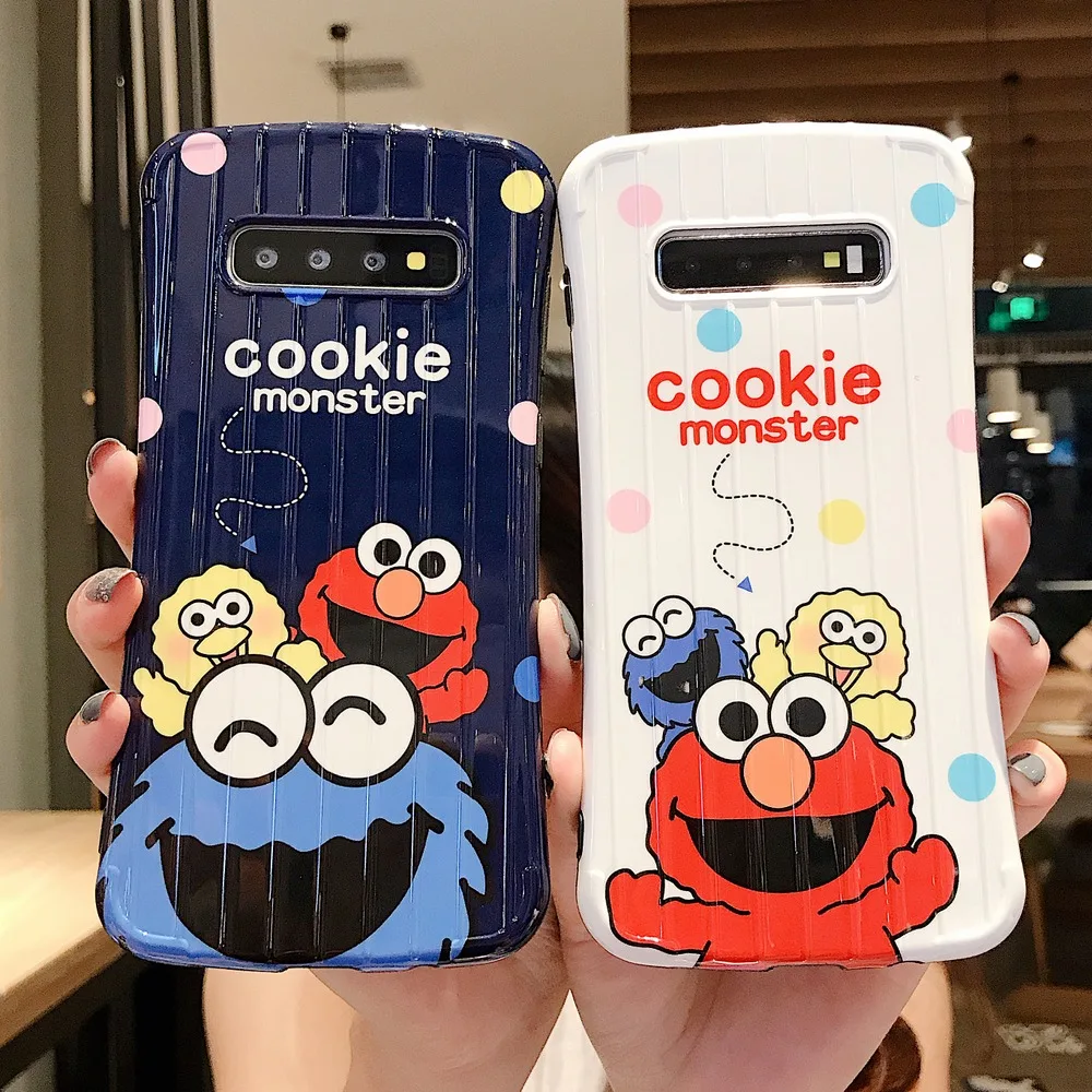 Cartoon Sesame Street Shockproof Case For Samsung Galaxy S10 Plus S8 S9 Fashion Luggage Design Cover Note 10 9 |